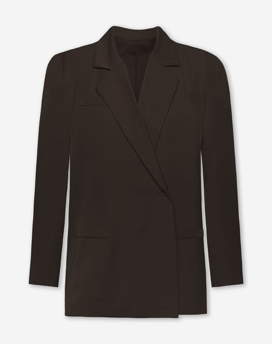 IRIS BOXY BLAZER DONKERBRUIN
