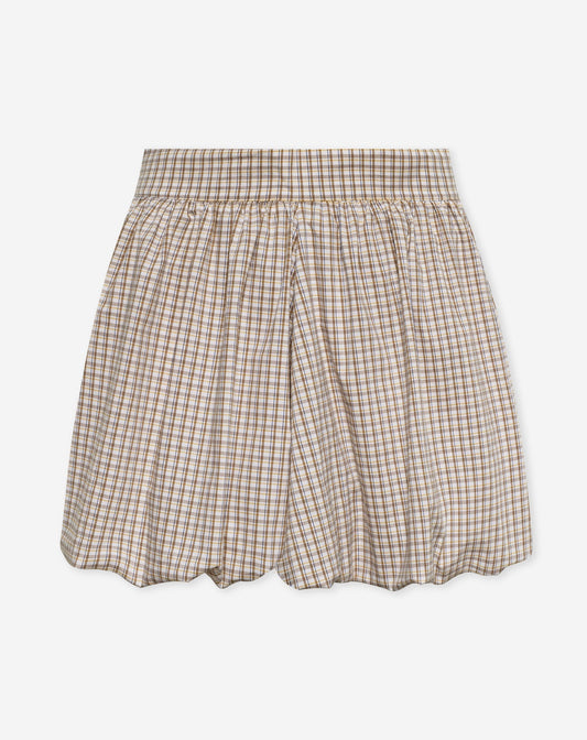 KIRA CHECK BUBBLE HEM SKIRT BRUIN