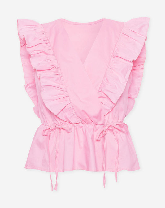 JADE SLEEVELESS POPLIN RUFFLE TOP LICHTROZE