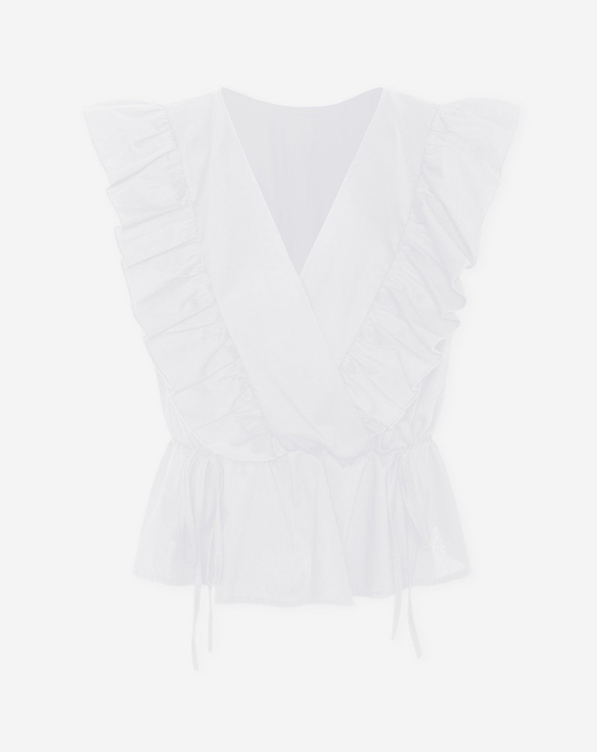 JADE SLEEVELESS POPLIN RUFFLE TOP WIT