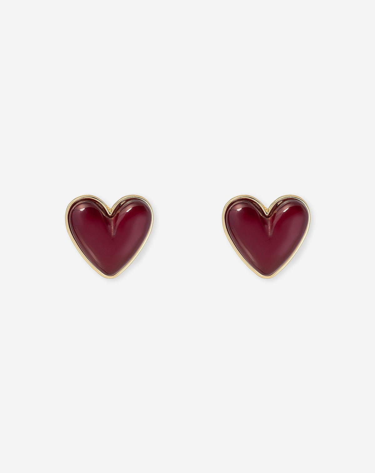 BOLD HEART EARRINGS BURGUNDY