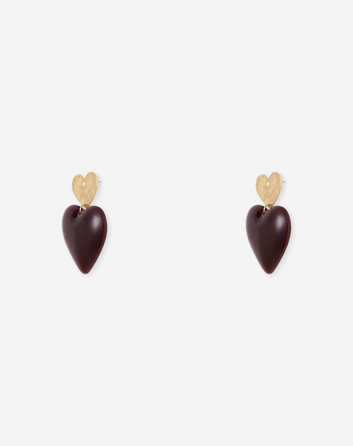 DOUBLE HEART RESIN EARRINGS BURGUNDY