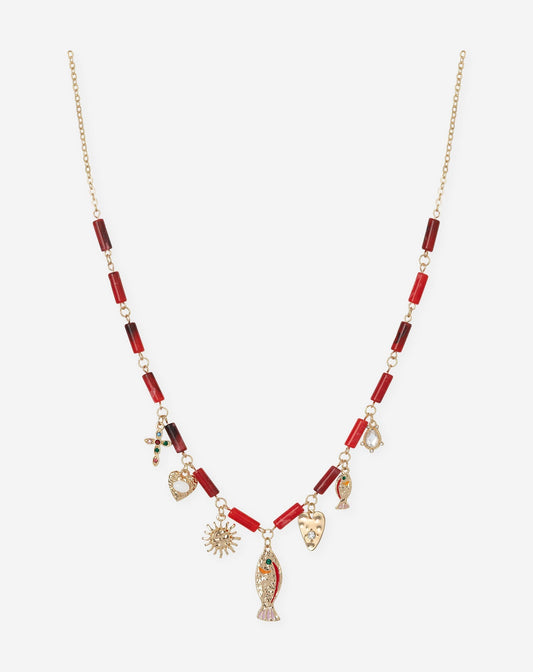 SUMMER BEADS CHARM NECKLACE ROOD