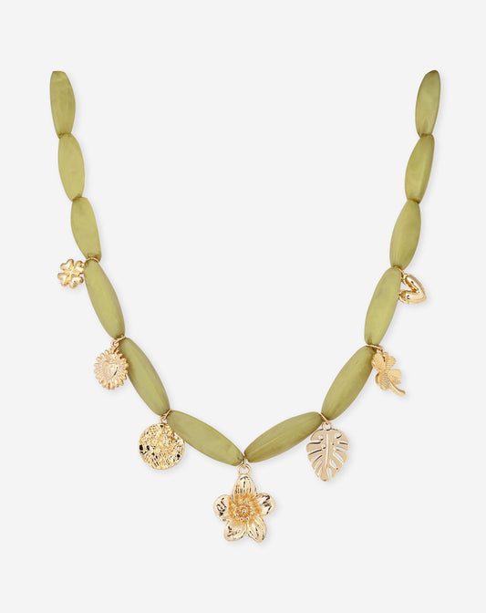 ANOUK CHARM BEADS NECKLACE OLIJFGROEN