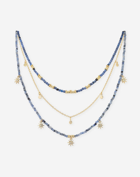 BEADS LAYERED NECKLACE BLAUW