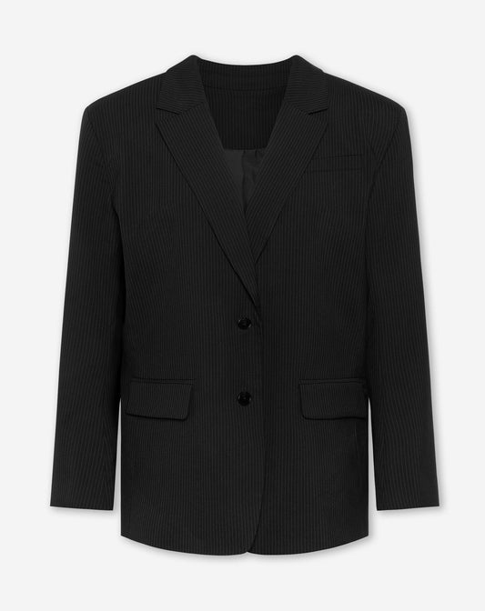 SAAR PINSTRIPE OVERSIZED BLAZER ZWART
