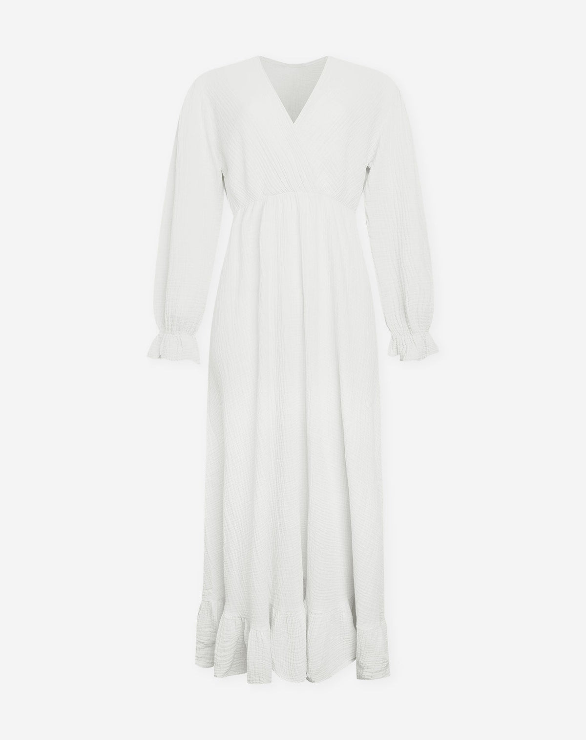 MOUSSELINE MAXI RUFFLE DRESS CRÈME
