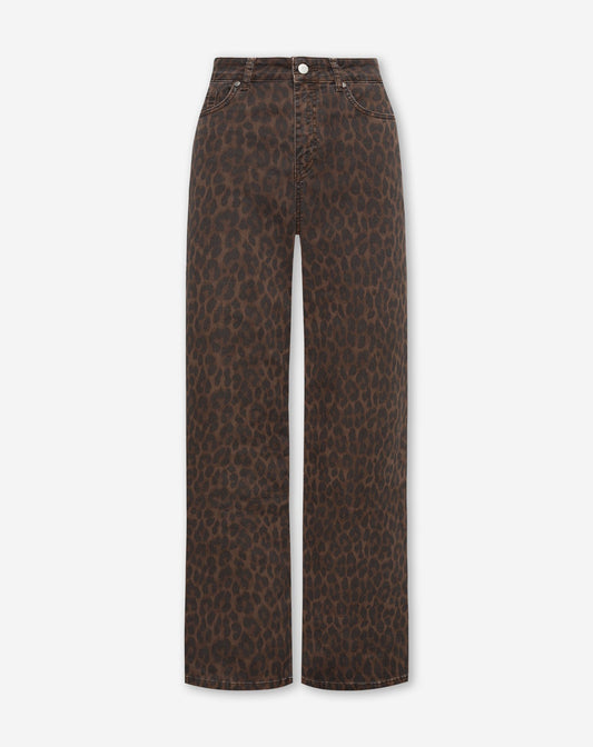 LEOPARD COMFORT WIDE LEG JEANS BRUIN