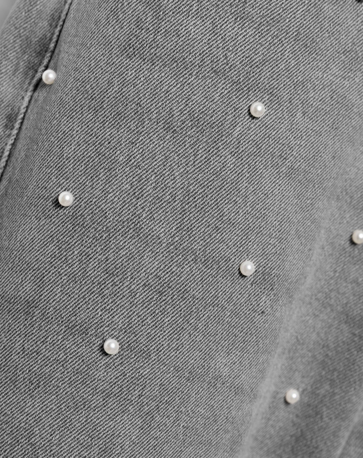 PEARL ALLOVER STRAIGHT LEG JEANS LICHTGRIJS
