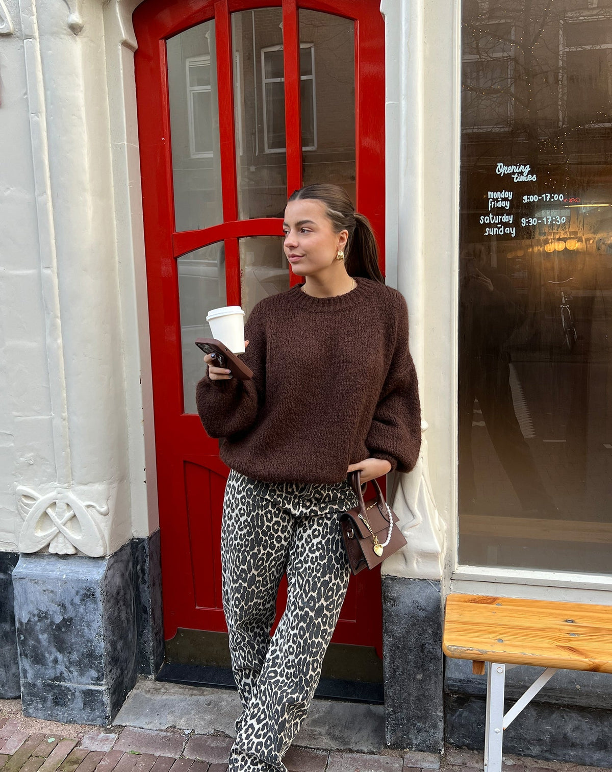 LEOPARD ALLOVER JEANS BEIGE