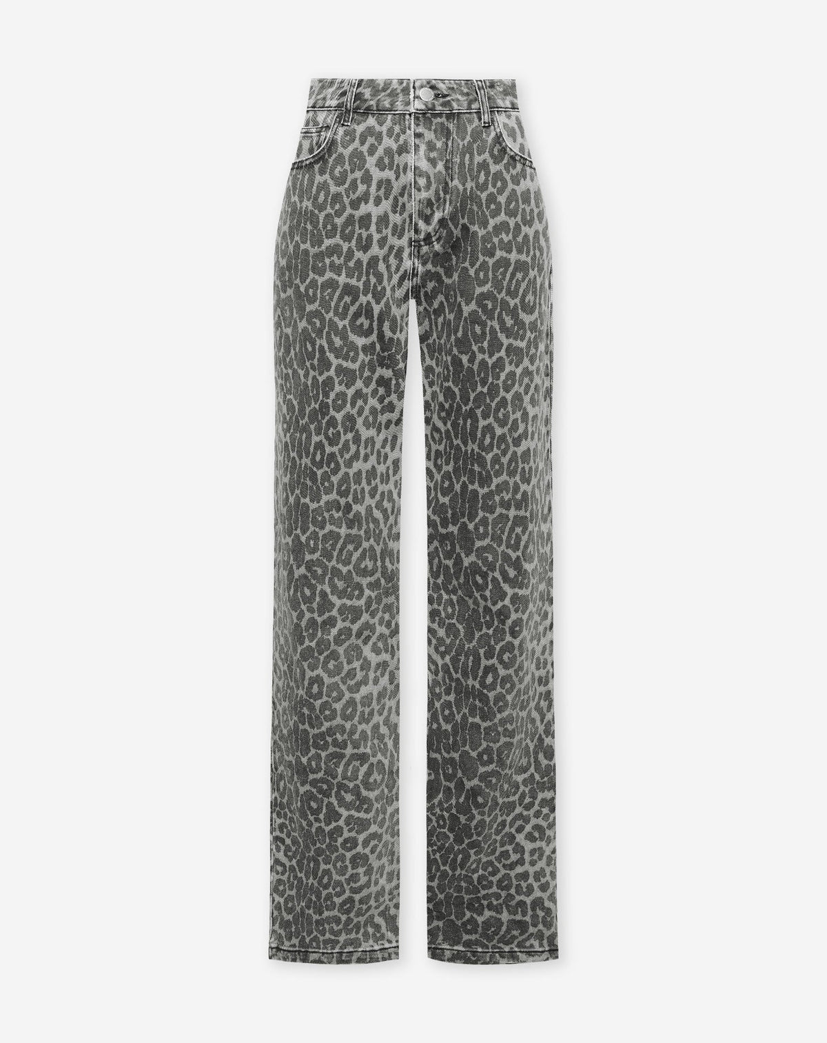 LEOPARD ALLOVER JEANS GRIJS