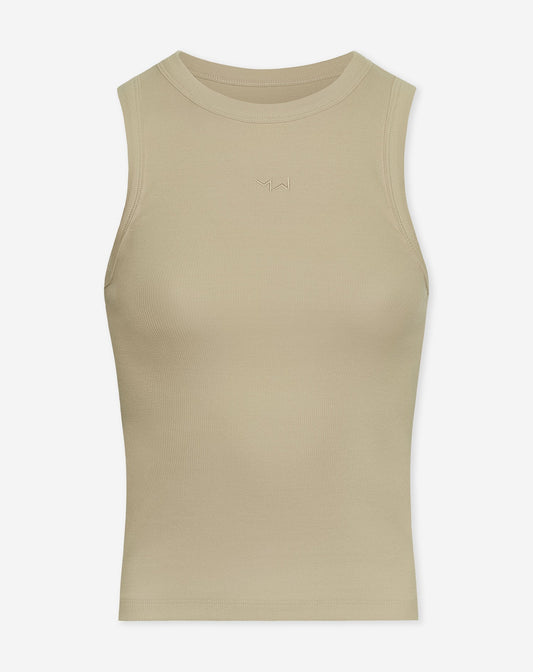 RACERBACK EMBROIDERY TOP BEIGE