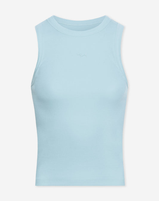 RACERBACK EMBROIDERY TOP BLAUW