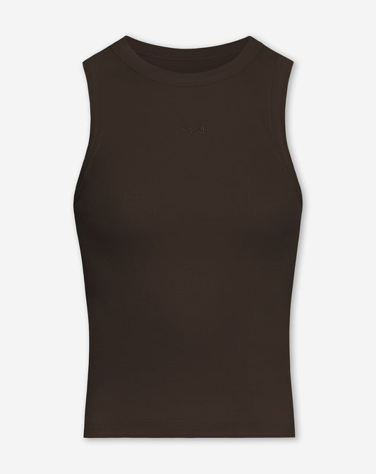 RACERBACK EMBROIDERY TOP DONKERBRUIN