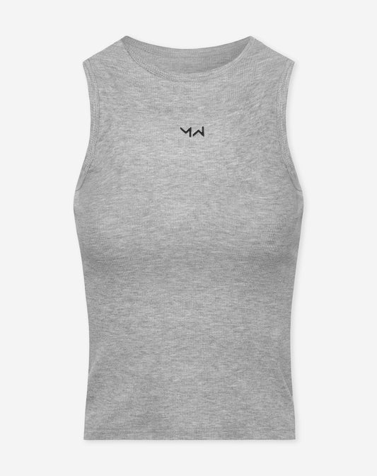 RACERBACK EMBROIDERY TOP GRIJS MELANGE