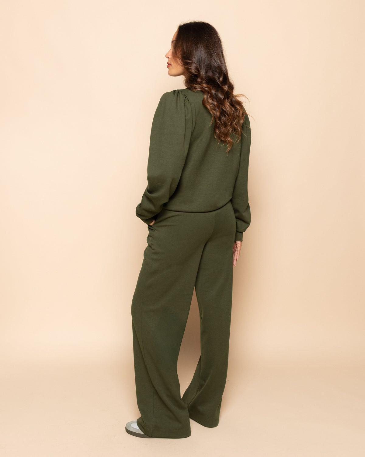 SCUBA PUFF SLEEVE SWEATER LEGERGROEN