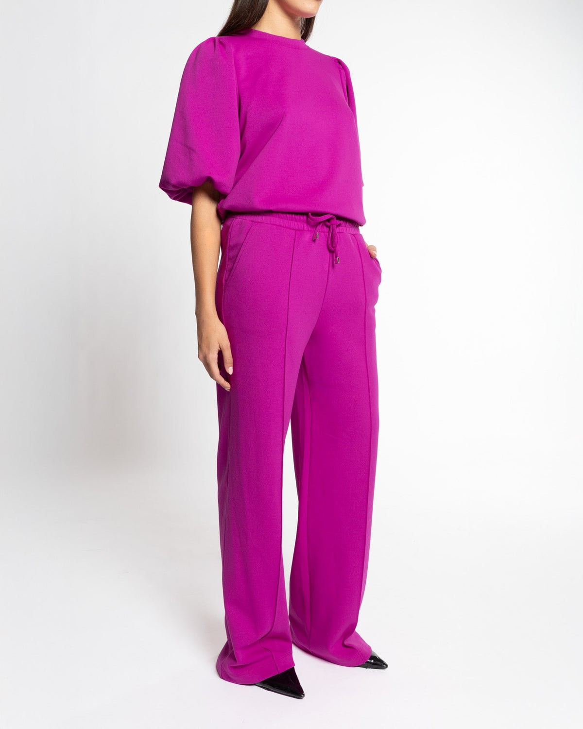 SCUBA PINTUCK PANTS PETITE MAGENTA