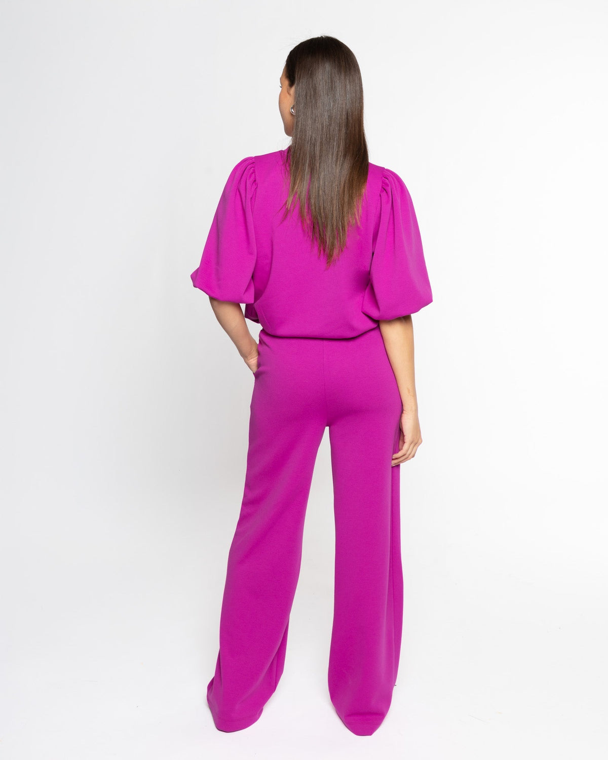 SCUBA PINTUCK PANTS MAGENTA