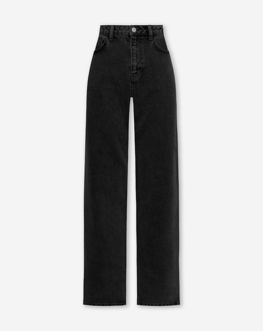 DENIM STRAIGHT LEG JEANS DONKERGRIJS