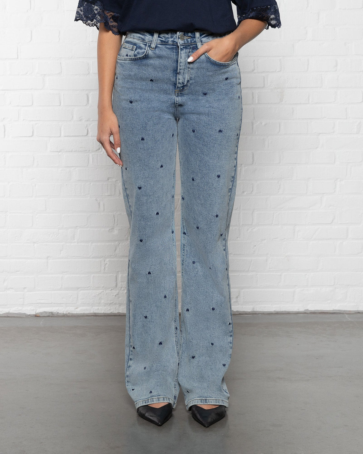 HEART BOOTCUT JEANS MARINEBLAUW