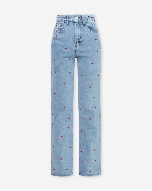 HEART BOOTCUT JEANS BURGUNDY