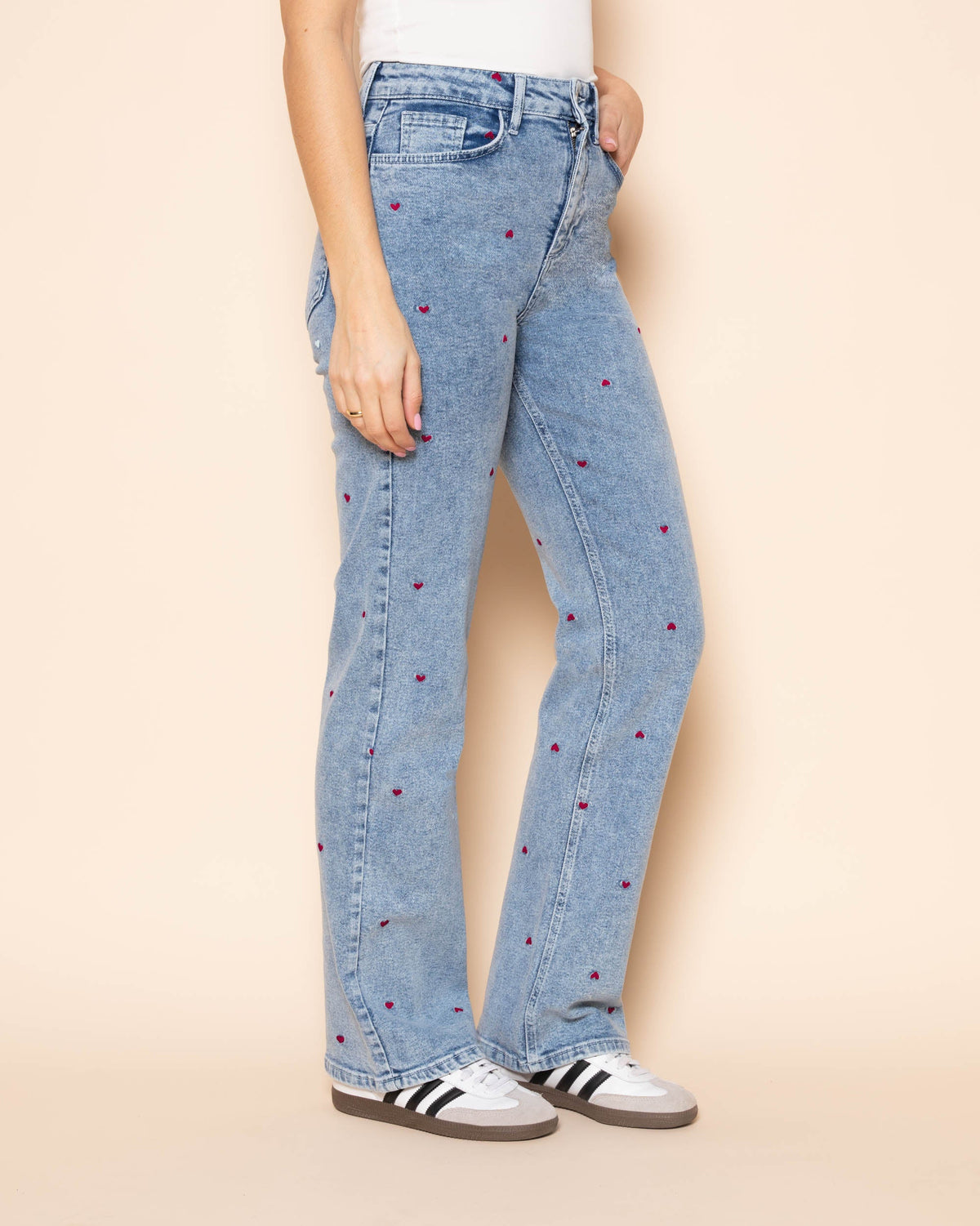HEART BOOTCUT JEANS BURGUNDY