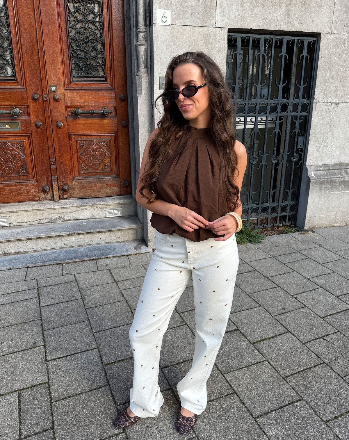 HEART BOOTCUT JEANS CRÈME