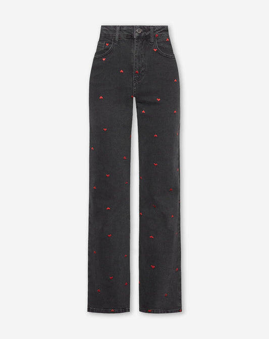 HEART BOOTCUT JEANS DONKERGRIJS