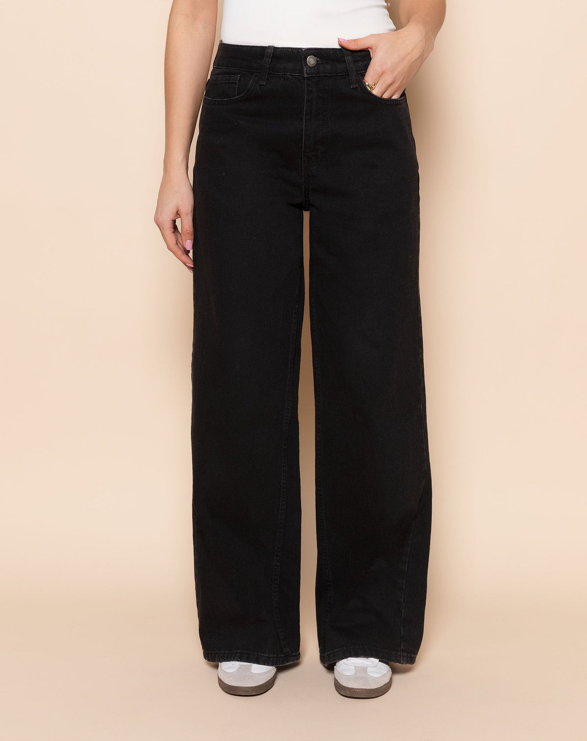 WIDE LEG JEANS ZWART
