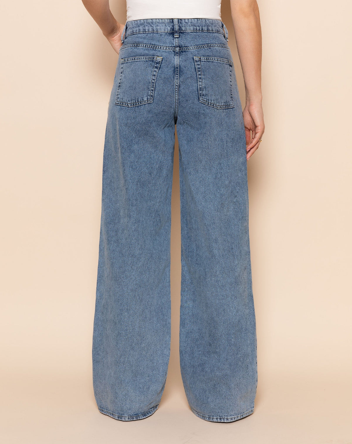 WIDE LEG JEANS MID BLAUW