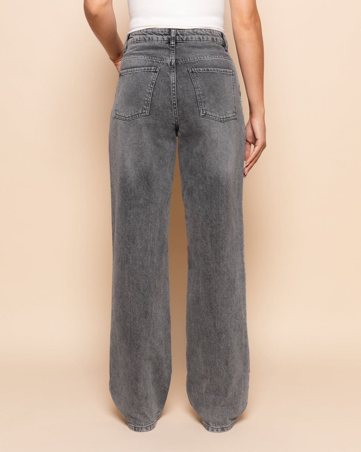 FLOWER PEARL JEANS GRIJS
