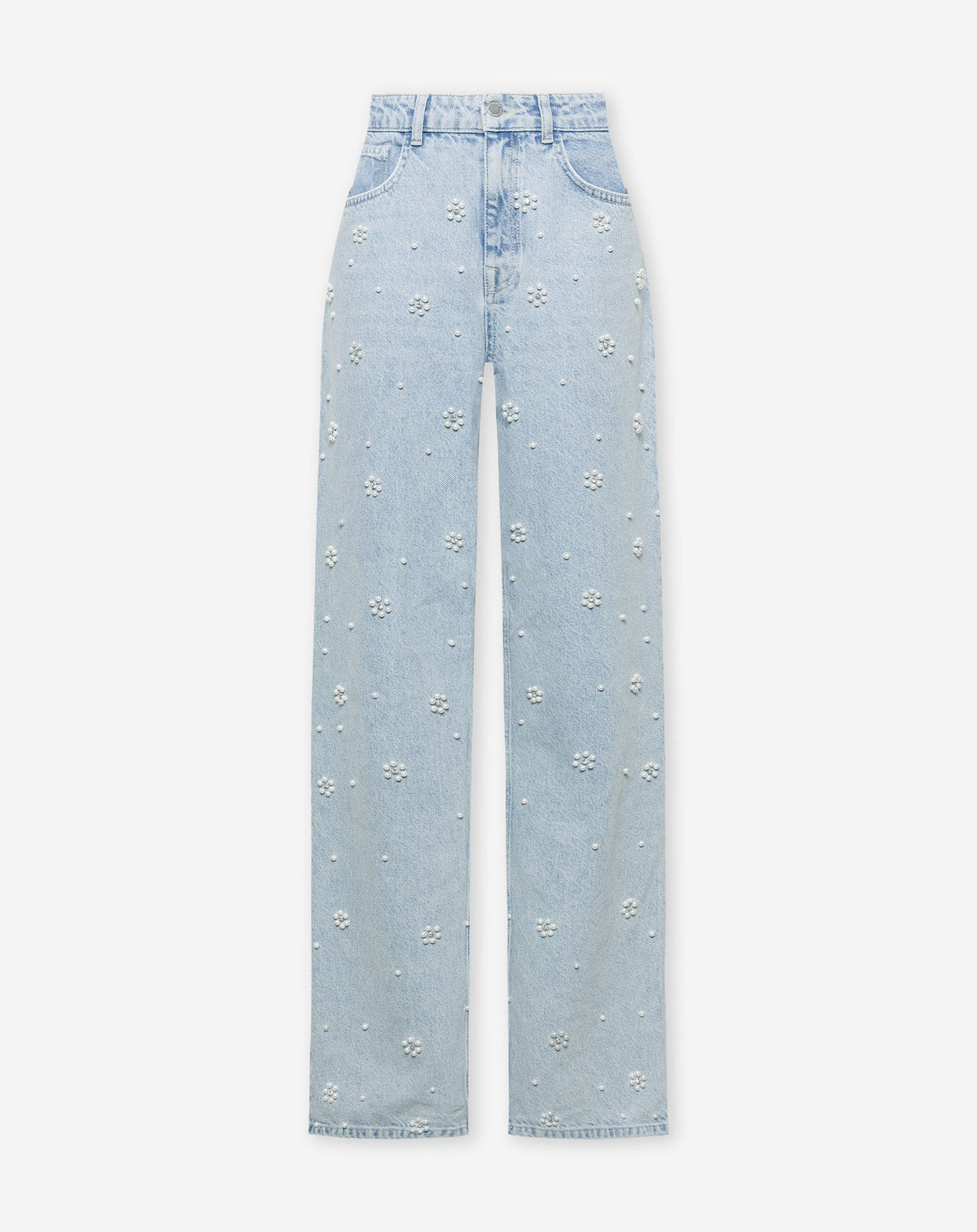 FLOWER PEARL JEANS LICHTBLAUW