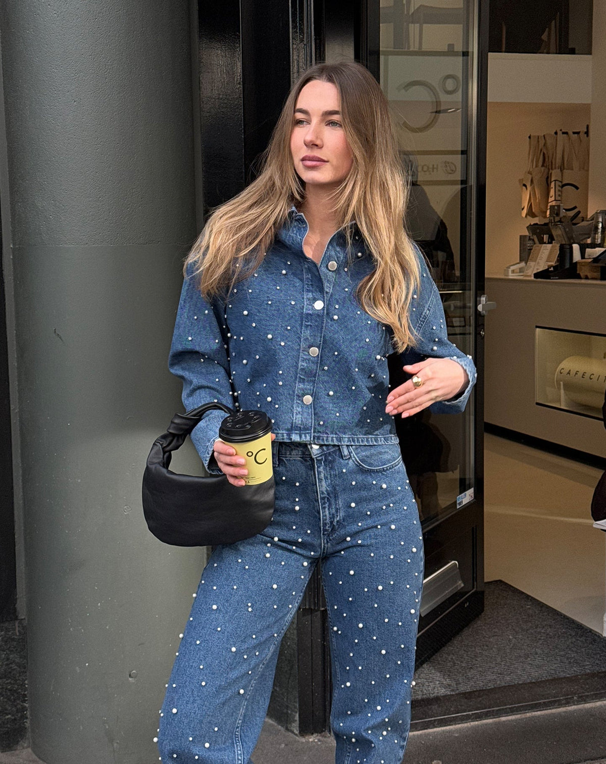 PEARL MIX STRAIGHT LEG JEANS BLAUW