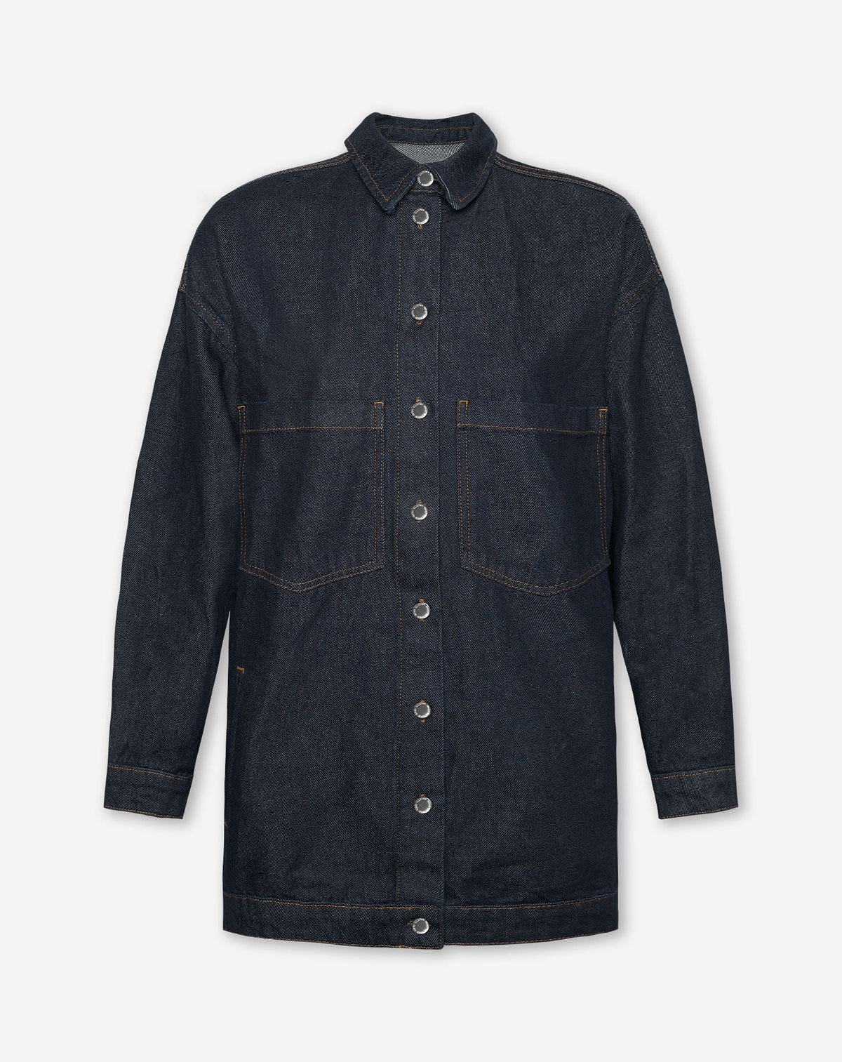 LONG DENIM SHACKET DONKERBLAUW