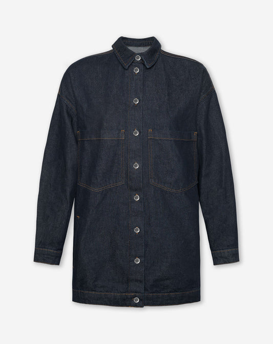 LONG DENIM SHACKET DONKERBLAUW