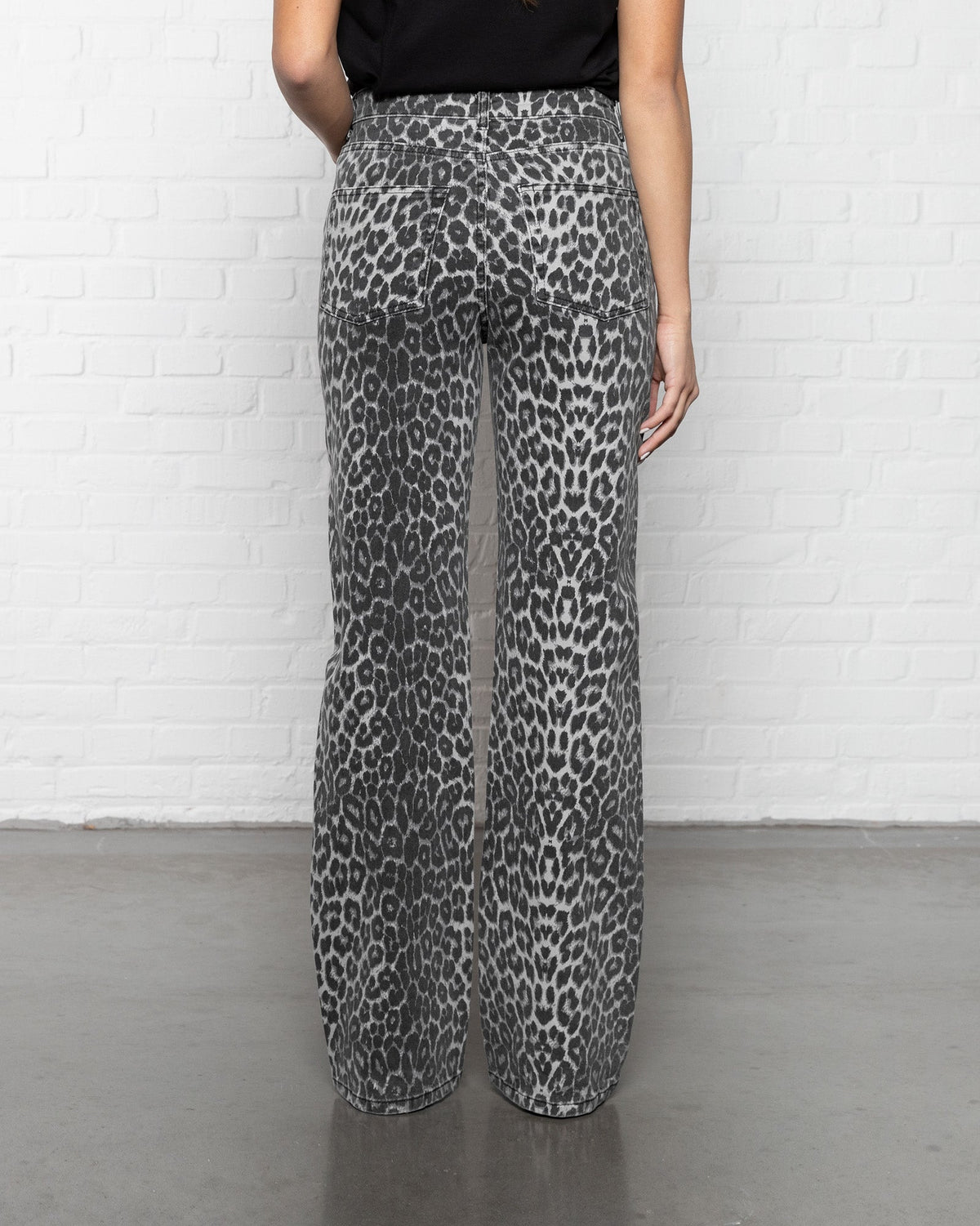 LEOPARD BOOTCUT JEANS GRIJS