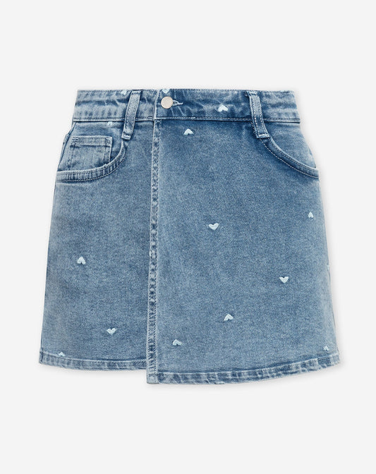 HEART DENIM SKORT BLAUW