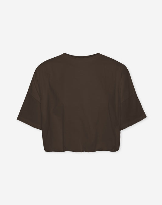 CROPPED BUBBLE HEM TEE DONKERBRUIN