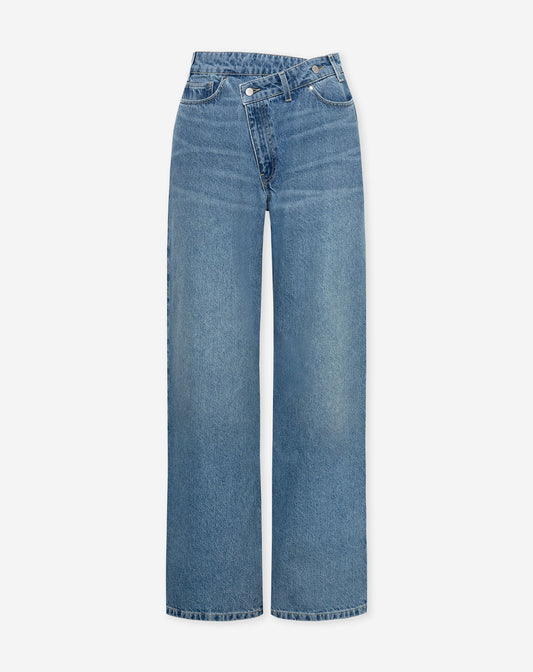 CROSSOVER WIDE LEG JEANS MID BLAUW