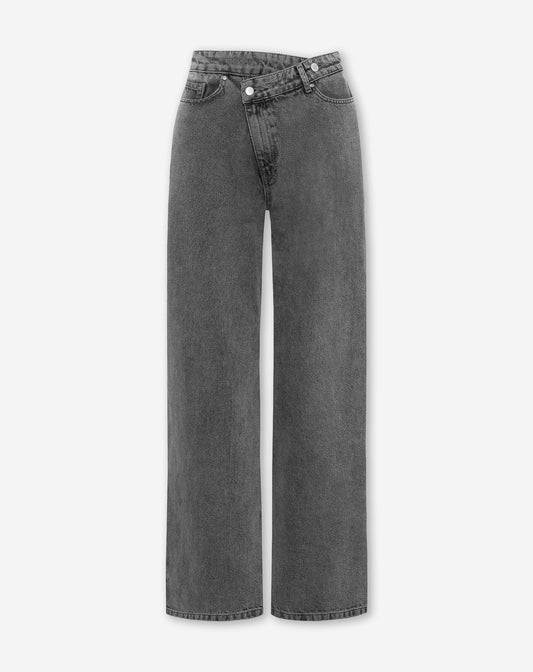 CROSSOVER WIDE LEG JEANS MID GRIJS