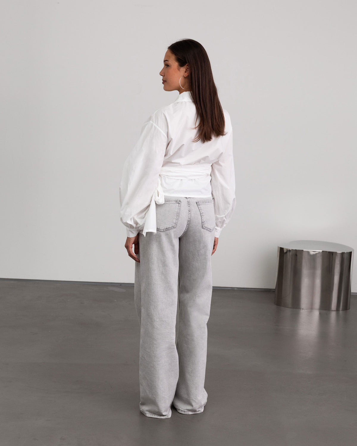 POPLIN WRAP KNOT BLOUSE WIT