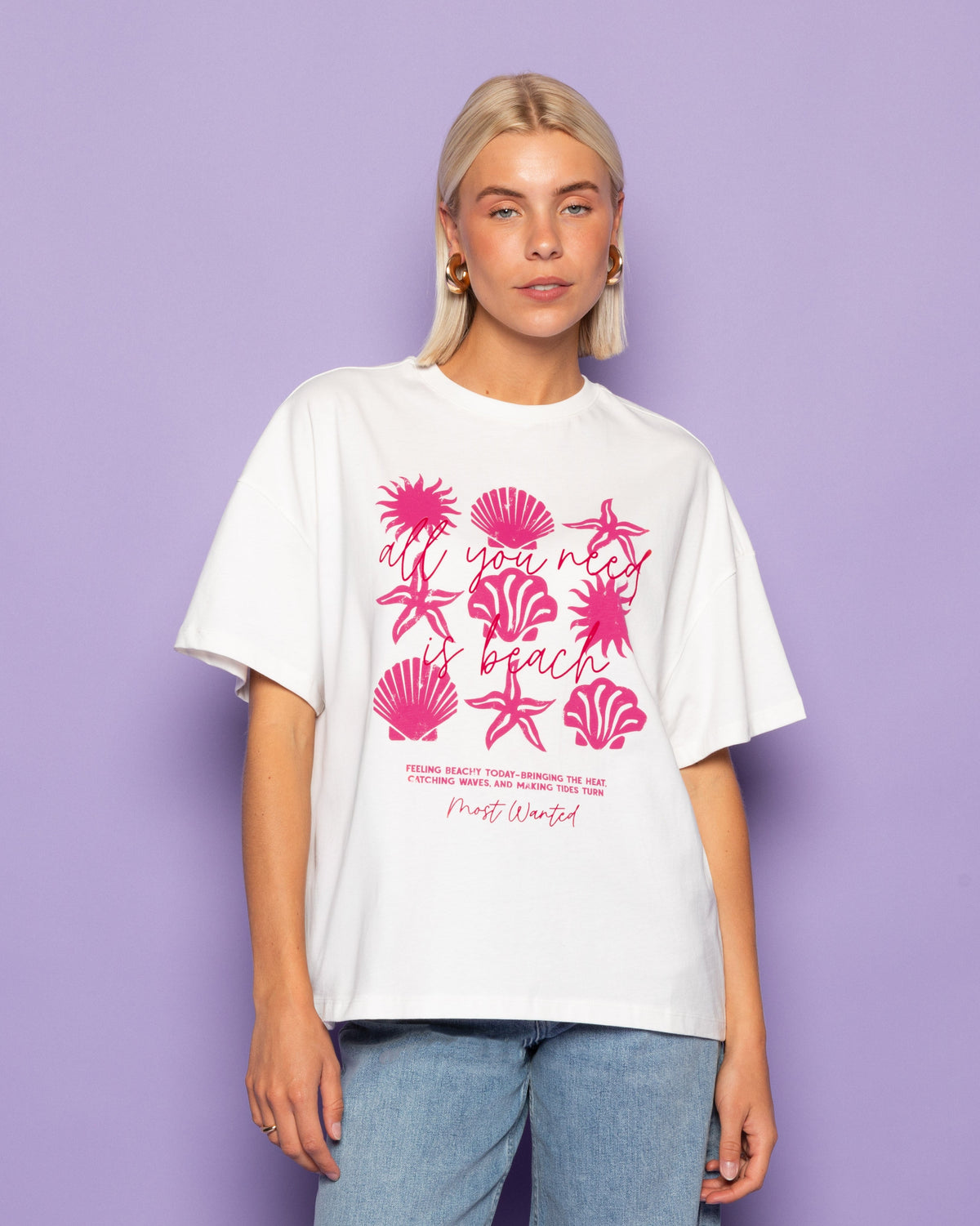 FEELING BEACHY OVERSIZED TEE CRÈME