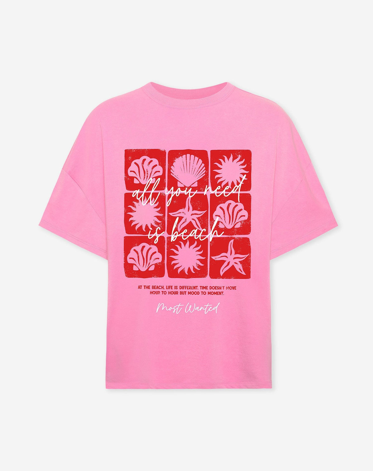 ALL WE NEED IS BEACH OVERSIZED TEE ROZE
