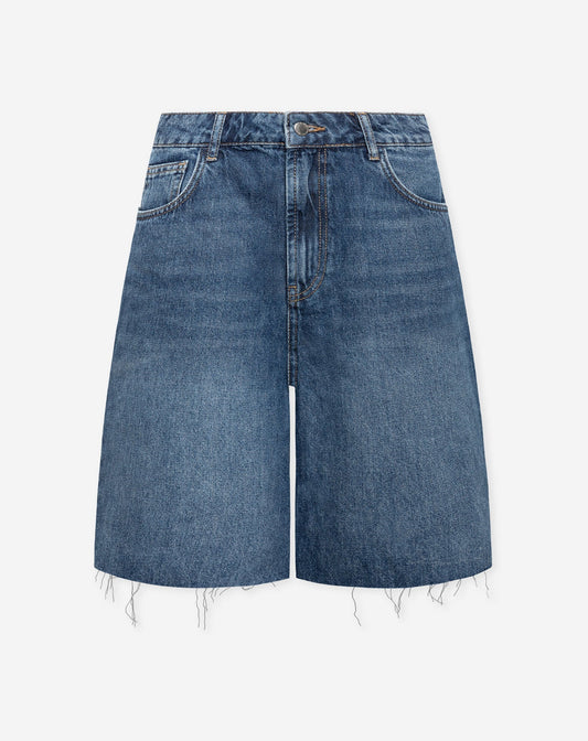 BAGGY DENIM JORT DONKERBLAUW