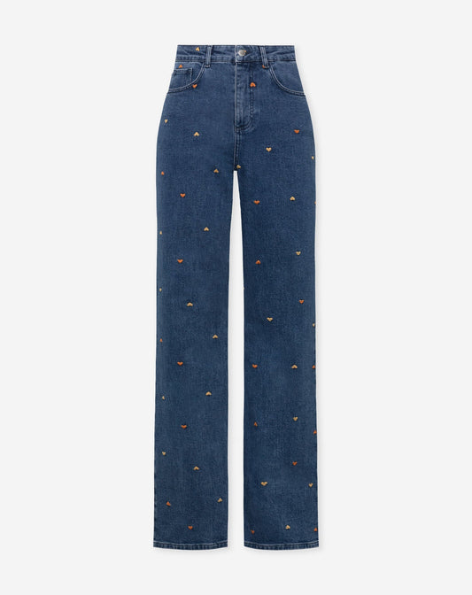 HEART MIX BOOTCUT JEANS ORANJE