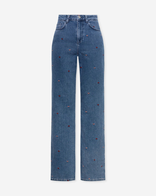 HEART MIX BOOTCUT JEANS ROOD