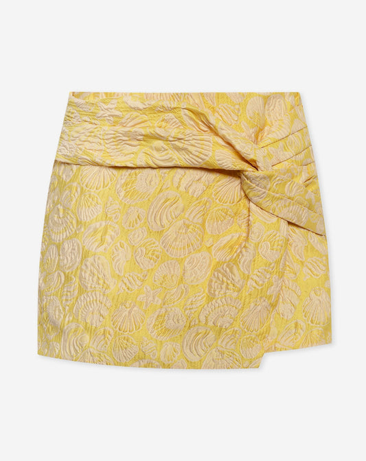 SHELL JACQUARD KNOTTED SKORT GEEL