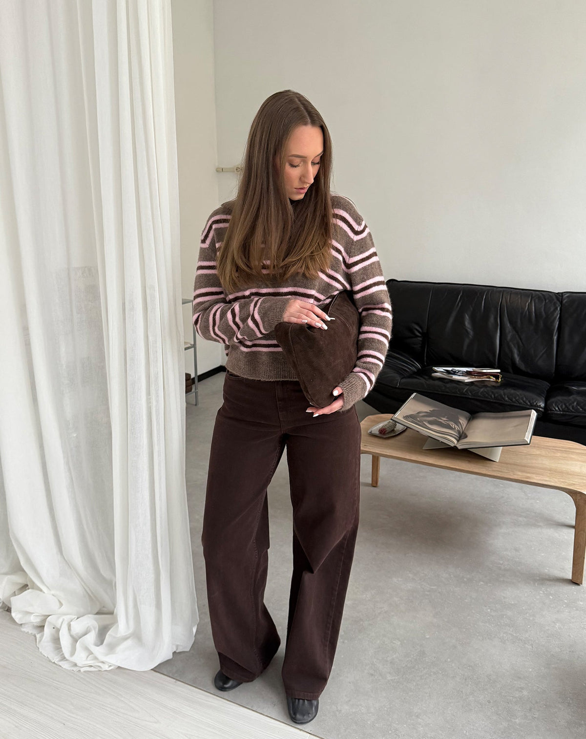FLOWY DENIM WIDE LEG JEANS BRUIN