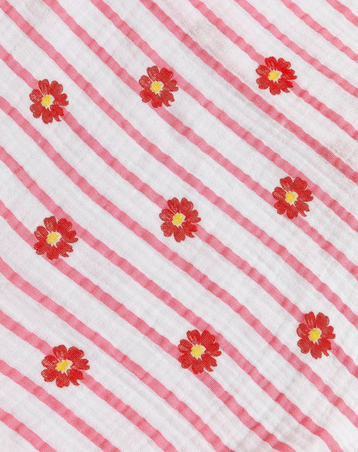 FLOWER STRIPE MOUSSELINE BLOUSE ROZE