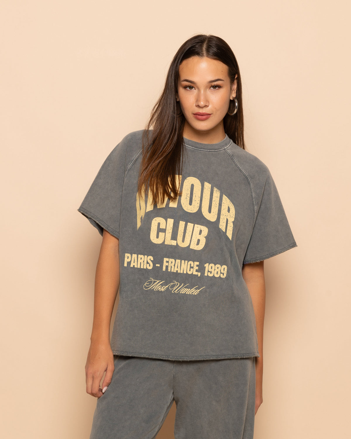 WIDE LEG SWEAT PANTS ACID GRIJS